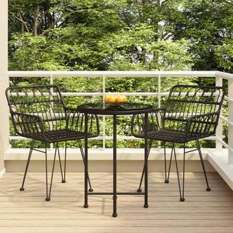 Berkfield Home 3 Piece Garden Dining Set Black Poly Rattan