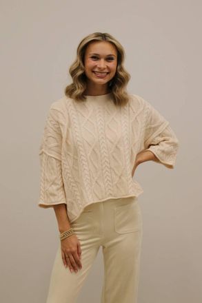 Entro Corrin Cable Knit Pullover Sweater In Cream