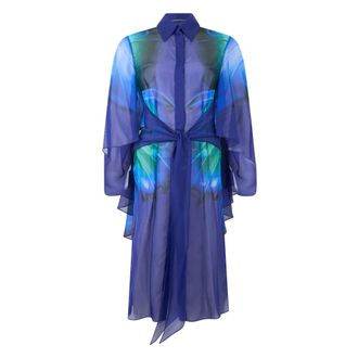 Alberta Ferretti Midi Dress with Knot at Waist - female - Alberta Ferretti - Shirt Dresses - Multicolor - S - Dresses