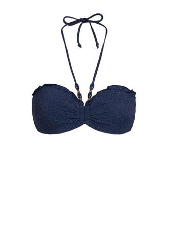 Change of Scenery Alexis Beaded Halter Bikini Bikini Top in Marine Blue Metallic at Nordstrom, Size Medium