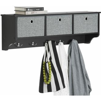 SoBuy Perchero De Pared Estanter&iacute;a De Pared Con 5 Ganchos Y 3 Cajones 100 X 20 X 30 Cm Negro Frg282-sch Sobuy Es