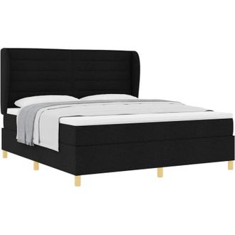 vidaXL Box Spring Bed with Mattress Dark Grey 90x190 cm Fabric Black vidaXL