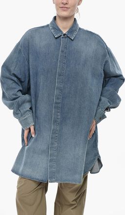 Fear of God Camicia Oversize Fit in Denim con Abbottonatura a Scomparsa Fear Of God