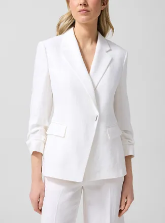 BOSS Womens Gathered Sleeve White Linen Jacket