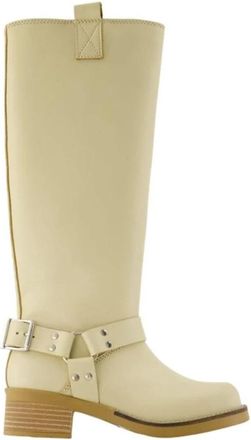 Sams&oslash;e & Sams&oslash;e Sabrenta Hoge Laarzen - Dames - Hoge Laarzen - Beige - 41 EU - Leer - Schoenen