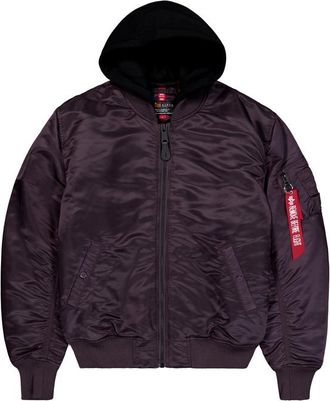 Alpha Industries Alpha Industries Mens MA-1 Zip Hood Back Embroidery Bomber Jacket - Violet - Size Large