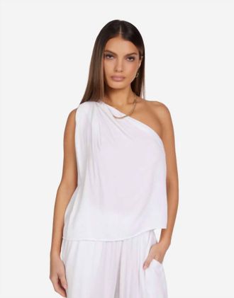 Michael Lauren Ruki One Shoulder Pleated Top In White