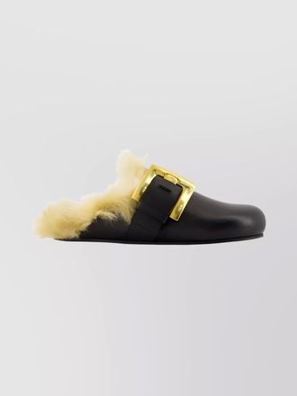 Balmain leather mules gold buckle