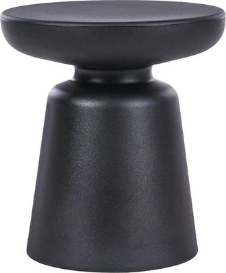 Beliani Mesa Auxiliar Elegante Redonda De Material Sint&eacute;tico Para Interior Y Exterior Resistente &Oacute;xido Agua &Oslash; 31 Cm Negro Tofet