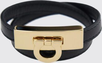 Ferragamo Bracciale in pelle di agnello e ottone con dettaglio logo