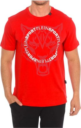 Plein Sport T-shirt met korte mouwen en merkprint - Heren - Sportshirts - Rood - L - Katoen - Fitness