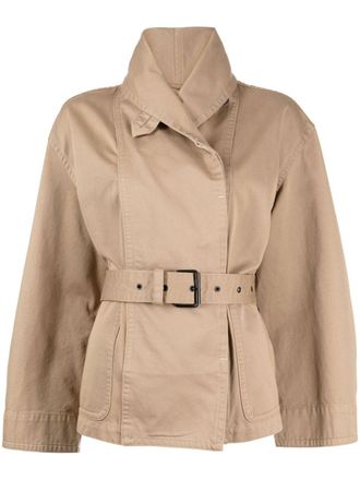 Isabel Marant Prunille belted cotton jacket - women - Cotton - 40 - Brown