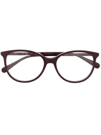 Gucci round frame optical glasses - Brown