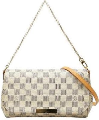 Louis Vuitton Pre-owned Cross Body Bags, female, White, Size: ONE SIZE Pre-owned Favorite MM Damier Azur Shoulder Bag