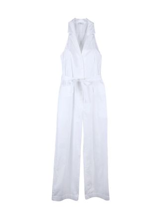 PESERICO White Sleeveless Stretch Cotton Jumpsuit
