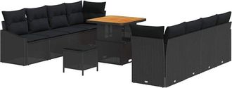 vidaXL Conjunto De Sof&aacute; De Jard&iacute;n 11 Pcs Negro 80 X 80 X 71 Cm Vidaxl