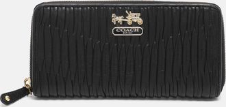 Coach Black Leather And Leather Zip Around