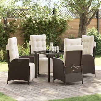 vidaXL Conjunto De Comedor De Jard&iacute;n 5 Pcs Marr&oacute;n Polirat&aacute;n Vidaxl