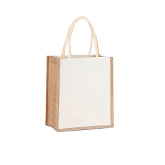 Generic Compatible For Burlap Jute Tote Shopping Bag Reusable Grocery Wedding Birthday Gift Handle Bags Handmade Multifunctional(E)