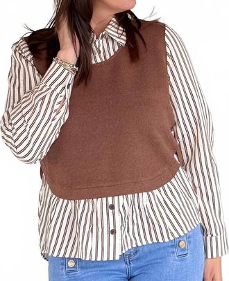 Fate Bound Together Long Sleeve Top In Brown