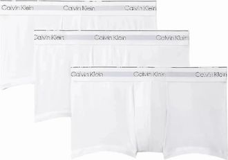 Calvin Klein Mens 3-Pack Icon Cotton Stretch Low-Rise Boxer Trunks, All White - Size: 35/34/32