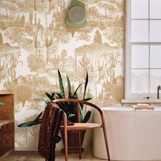 Wallpapers4Beginners Wallpapers4beginners - Carta da Parati Cactus nel Deserto Beige in Fogli di Carta, 250x200cm