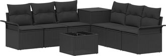 vidaXL Juego De Sof&aacute; 8 Uds. Negro Rat&aacute;n Sint&eacute;tico Y Acero Vidaxl