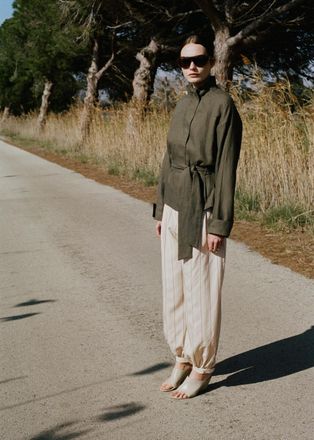 Mango Pantaloni lyocell balloon righe grezzo - Donna - 36 - MANGO