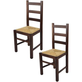 Tommychairs Tommychairs - Set 2 sedie modello Rustica per cucina bar e sala da pranzo, robusta struttura in legno di faggio color noce chiaro e seduta in paglia