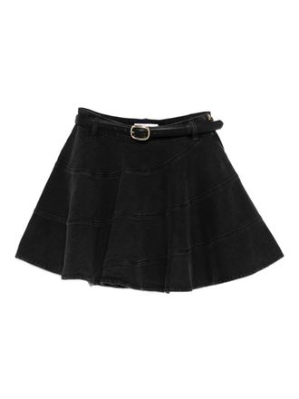 Self Portrait belted panelled mini skirt - Black