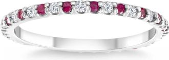 Pompeii3 1/2Ct Ruby & Diamond Eternity Wedding Ring 14k White Gold Womens Band