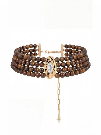 Ettika Womens Tigers Eye Choker In Brown