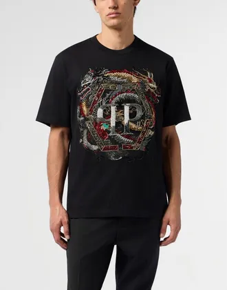 Philipp Plein Round Neck T-Shirt Dragon Men in Black at Nordstrom, Size X-Small