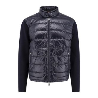 Moncler Down Jackets, male, Blue, Size: 2XL Wool Blend Zip-Up Jacket