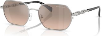Michael Kors Saint Martin Khaki Silver Gradient Geometric Ladies Sunglasses MK1165 18933D 57