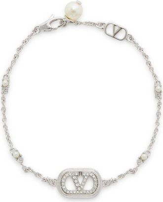 Valentino Garavani Vlogo Embellished Chain Bracelet - Silver - S