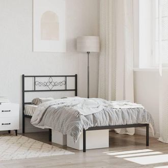 vidaXL Estructura Cama Sin Colch&oacute;n Con Cabecero Metal Negro 90x200 Cm Vidaxl