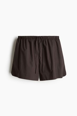 H&M Baumwollshorts mit Kordelzug - Dunkelbraun