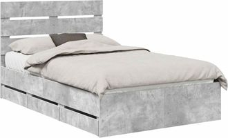 vidaXL Estructura De Cama Gris Concreto 135 X 190 Cm Madera Ingenieril Vidaxl