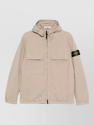 Stone Island cotton twill hooded jacket anti drop