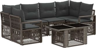 vidaXL Conjunto De Sof&aacute;s De Jard&iacute;n 7 Uds. Gris Y Gris Oscuro Vidaxl