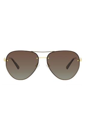 Kurt Geiger 60mm Gradient Polarized Pilot Sunglasses in Gold/Brown at Nordstrom
