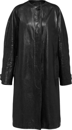 Prada single-breasted leather coat - women - Calf Leather - 38 - Black