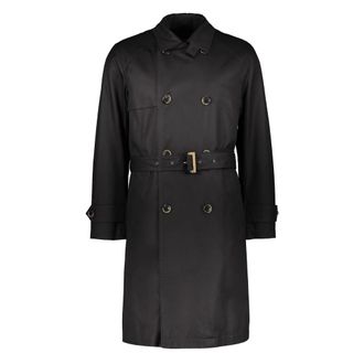 Herno Trench Coats, male, Black, Size: L Elegant Trench Coat with Adjustable Belt