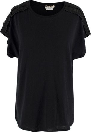 Saint Laurent Black Lace Embroidered T-Shirt Size XS
