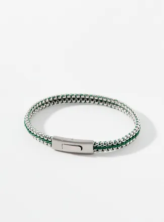 Tateossian Mens Tris Button green bracelet