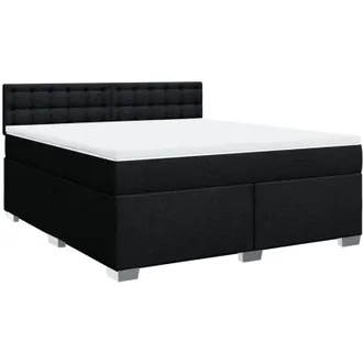 vidaXL Vidaxl - Cama Box Spring Con Colch&oacute;n Tela Negro 180x200 Cm