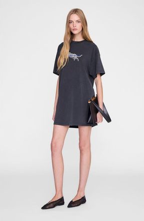 Anine Bing Beth Mini Dress in Washed Black Leopard at Nordstrom, Size X-Small