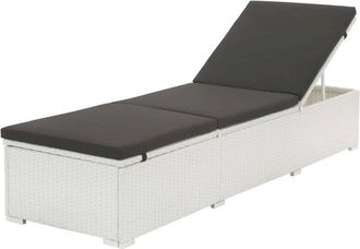 vidaXL Sun Lounger with Cushion Poly Rattan White, 43951