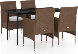 vidaXL Vidaxl - Juego De Comedor De Jard&iacute;n 5 Piezas Con Cojines Marr&oacute;n Y Negro